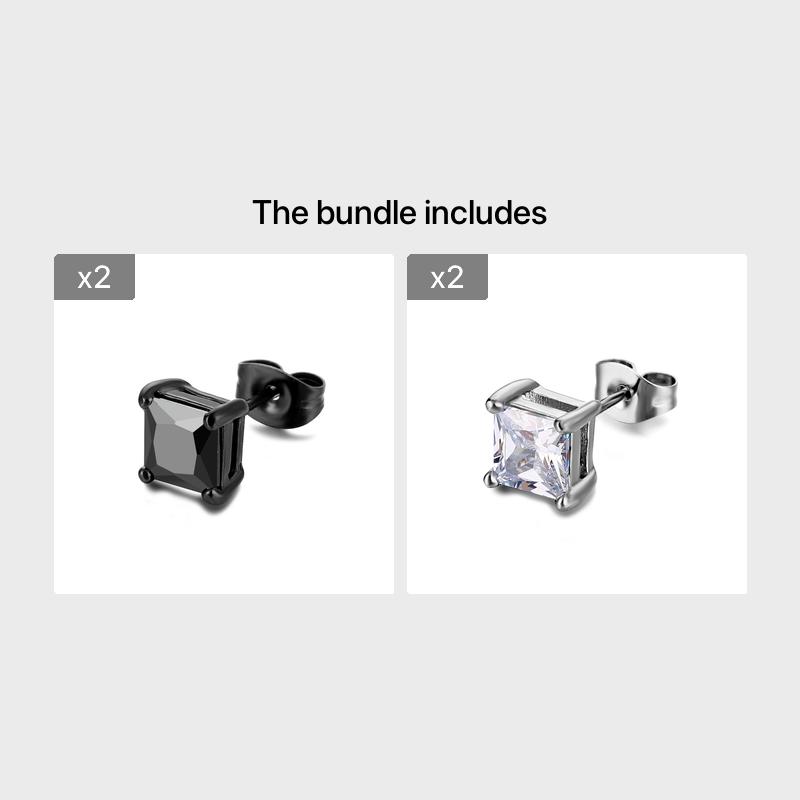 Men's Titanium Steel Zircon Stud Earring Punk Rock Stud Earring